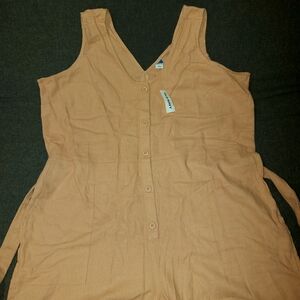 Old Navy Light Brown Button-Up Jumpsuit